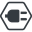Line, up, normal, hexagon, electricity, plug, charge, charger, electric, plug-solid, electrics, electrical icon