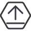 Line, up, normal, hexagon, upload, uploaded, uploading icon