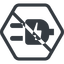 Line, down, normal, hexagon, prohibited, electricity, plug, charge, charger, electric, electrics, electrical, plug-alt icon