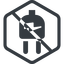 Line, right, normal, hexagon, horizontal, mirror, prohibited, electricity, plug, charge, charger, electric, electrics, electrical, plug-alt icon