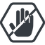 Line, up, normal, solid, hexagon, horizontal, mirror, prohibited, hand, stop, fingers, hand-solid icon