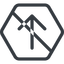 Line, up, hexagon, arrow, direction, prohibited, arrow-simple icon