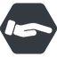 Down, normal, solid, hexagon, horizontal, mirror, healthcare, help, care, gift, hand, giving, giving-hand, love, give, giving-hand-solid icon