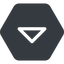 Down, normal, solid, hexagon, arrow, direction, caret icon