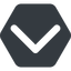 Down, normal, solid, hexagon, arrow, direction, chevron, chevron-solid icon