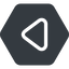 Down, normal, solid, hexagon, arrow, video, play, mp3, player, pause icon