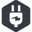 Left, normal, solid, hexagon, horizontal, mirror, electricity, plug, charge, charger, electric, electrics, electrical, plug-alt icon