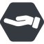 Up, normal, solid, hexagon, horizontal, mirror, healthcare, help, care, gift, hand, giving, giving-hand, love, give, giving-hand-solid icon