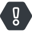 Normal, solid, hexagon, mark, warning, exclamation, alert icon