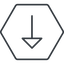 Thin, line, down, hexagon, arrow, arrow-thin icon