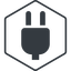 Thin, line, left, hexagon, electricity, plug, charge, charger, electric, plug-solid, electrics, electrical icon