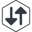 Thin, line, right, hexagon, horizontal, mirror, arrow, update, change, switch, select, revert, double, double-arrow, change-solid icon