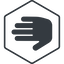 Thin, line, right, solid, hexagon, horizontal, mirror, hand, stop, fingers, hand-solid icon