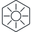 Thin, line, right, hexagon, star, light, brightness, luminosity, intensity, brilliance, lighter, darker, dark, mode, Illumination, sun, shine, flash, ray, brightness-thin icon