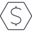 Thin, line, hexagon, symbol, money, donate, donation, coin, dollar, currency, us, usa, dollar-thin icon