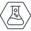Thin, line, up, hexagon, bubble, bubbles, graduated, erlenmeyer, chemical, flask, lab, laboratory, chemistry, potion, glassware, conical, bubbling, boiling, bulbous, erlenmeyer-bubbling-alt-thin icon