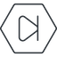 Thin, line, up, hexagon, video, play, forward, backward, mp3, player, pause, step, forward-step-thin icon