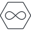 Thin, line, hexagon, symbol, math, mathematics, mathematical, infinity, always, infinite, maths, loop, infinity-thin icon