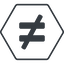 Thin, line, hexagon, sign, not, symbol, math, mathematics, inequality, mathematical, equal, not-equal, different, not-equal-solid, maths icon