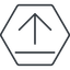 Thin, line, up, hexagon, upload, uploaded, uploading, upload-thin icon