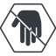 Thin, line, down, solid, hexagon, prohibited, hand, stop, fingers, hand-solid icon