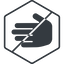 Thin, line, left, solid, hexagon, prohibited, hand, stop, fingers, hand-solid icon