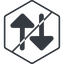 Thin, line, right, hexagon, arrow, prohibited, update, change, switch, select, revert, double, double-arrow, change-solid icon