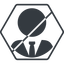 Thin, line, circle, hexagon, horizontal, mirror, user, prohibited, tie, admin, administrator, superuser, user-tie-circle icon