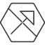 Thin, line, up, hexagon, arrow, prohibited, corner, arrow-corner-thin icon