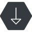 Thin, down, solid, hexagon, arrow, arrow-thin icon