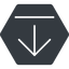 Thin, down, solid, hexagon, upload, uploaded, uploading, upload-thin icon