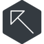 Thin, left, solid, hexagon, arrow, corner, arrow-corner-thin icon