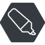 Thin, solid, hexagon, horizontal, mirror, pen, draw, marker, color, highlighter, annotate, school, highlighter-thin, highlight icon