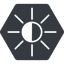 Thin, up, solid, hexagon, star, light, brightness, luminosity, intensity, brilliance, lighter, darker, dark, mode, Illumination, sun, shine, flash, ray, brightness-thin, brightness-thin-half, brightness-half icon