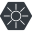 Thin, up, solid, hexagon, star, light, brightness, luminosity, intensity, brilliance, lighter, darker, dark, mode, Illumination, sun, shine, flash, ray, brightness-thin icon
