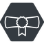Thin, solid, hexagon, university, diploma, degree, college, education, graduated, graduate, diploma-thin icon