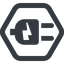 Line, down, wide, hexagon, horizontal, mirror, electricity, plug, charge, charger, electric, electrics, electrical, plug-alt icon
