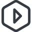 Line, right, wide, hexagon, arrow, direction, caret, caret-wide icon