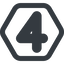 Line, wide, hexagon, four, number, font, digit, four-wide, 4 icon