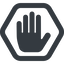Line, up, wide, solid, hexagon, hand, stop, fingers, hand-solid icon
