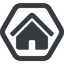 Line, wide, solid, hexagon, small, home, home-small-solid icon