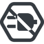 Line, down, wide, hexagon, prohibited, electricity, plug, charge, charger, electric, plug-solid, electrics, electrical icon