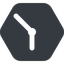 Down, wide, solid, hexagon, horizontal, mirror, clock, time, meeting, hour, minute, hours, minutes, clock-wide icon