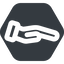 Down, wide, solid, hexagon, horizontal, mirror, healthcare, help, care, gift, hand, giving, giving-hand, love, give, giving-hand-wide icon