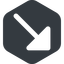 Up, right, down, wide, hexagon, arrow, corner, arrow-corner-solid, increase, decrease icon