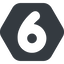 Wide, solid, hexagon, number, font, digit, 6, six, six-wide icon