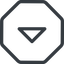 Line, down, normal, octagon, arrow, direction, caret icon