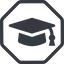 Line, normal, octagon, horizontal, mirror, university, hat, graduation, cap, diploma, graduation-cap, degree, college, education, graduated, graduation-cap-solid icon