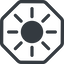 Line, up, normal, octagon, star, light, brightness, luminosity, intensity, brilliance, lighter, darker, dark, mode, Illumination, sun, shine, flash, ray, brightness-full icon