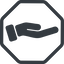 Line, up, normal, octagon, healthcare, help, care, gift, hand, giving, giving-hand, love, give, giving-hand-solid icon